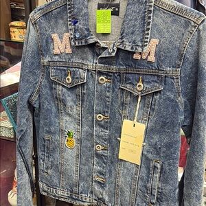 Blue Denim Jacket with Pineapple Patch